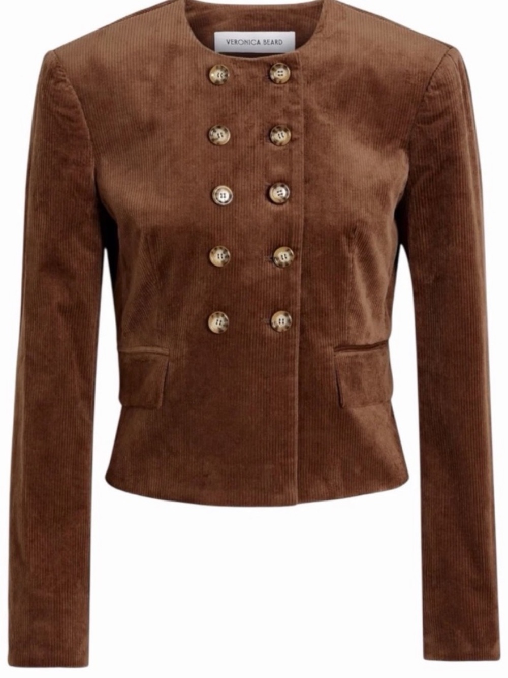NWT Veronica Beard Bentley Double Breasted Corduroy Jacket Brown Women Size 12